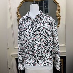 Lilli Ann Collections Blouse White Black Paisley Elastic‎ Waist Vintage 80s Mod